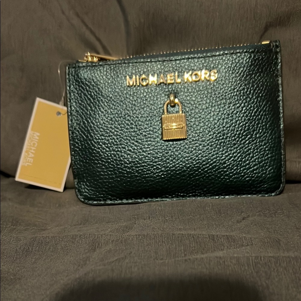 Michael Kors Green Leather Card Holder